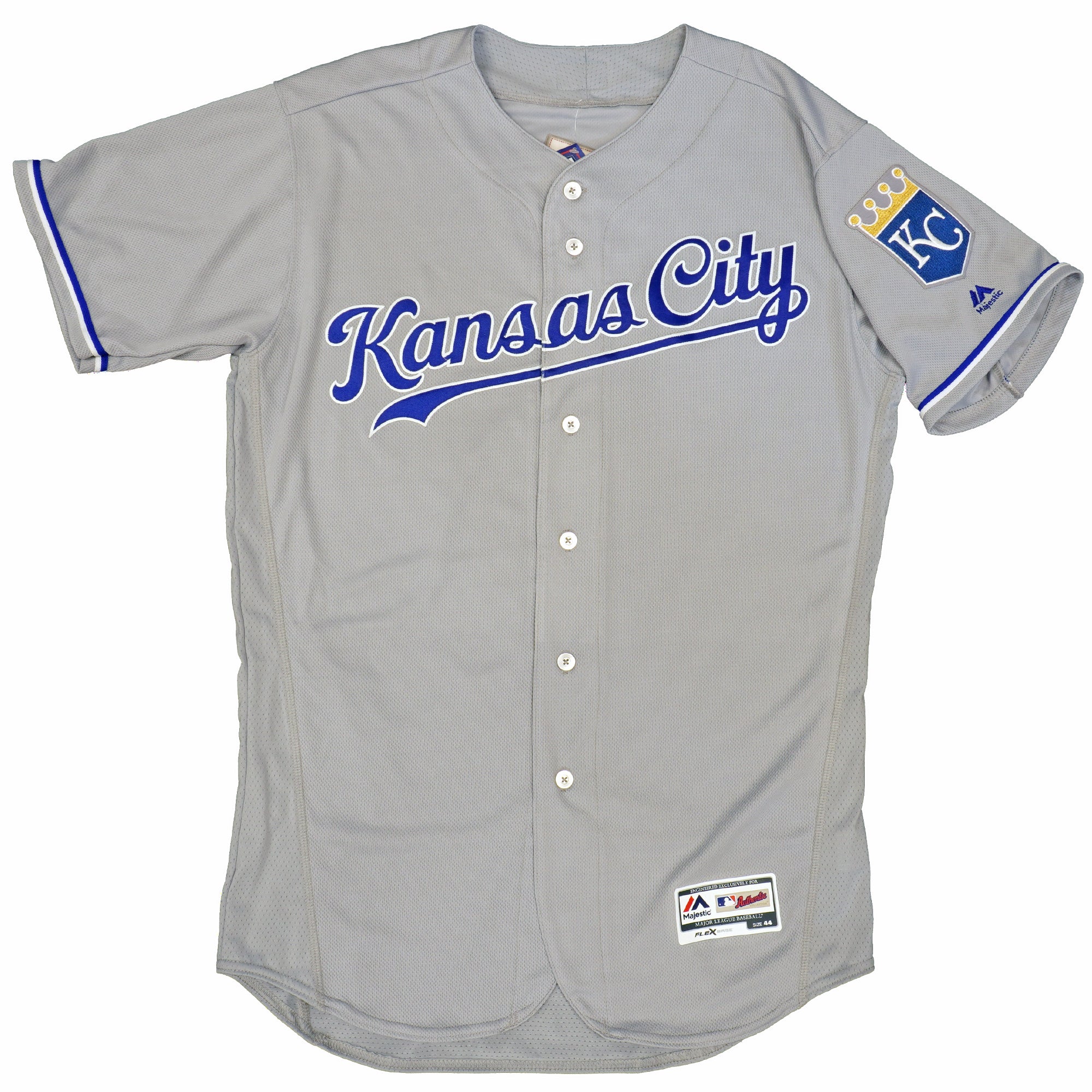 Mens MLB Kansas City Royals Authentic On Field Flex Base Jersey - Road Gray