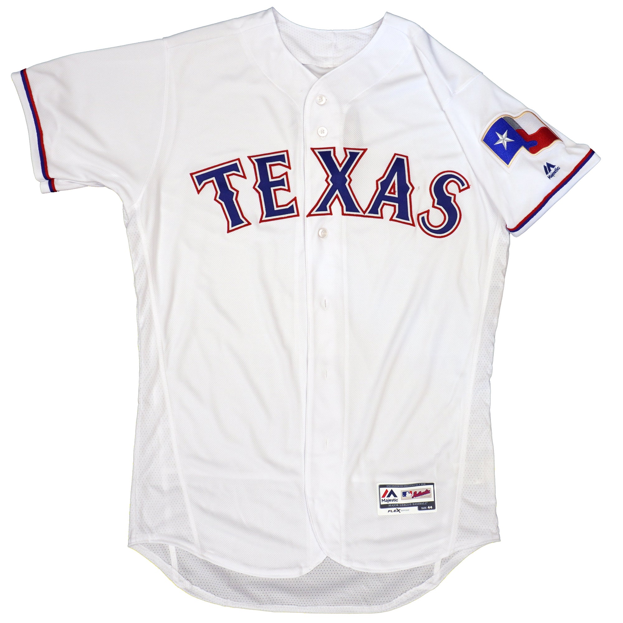 Mens MLB Texas Rangers Authentic On Field Flex Base Jersey - Home White