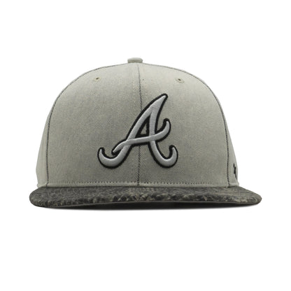 Mens 47 Brand Atlanta Braves Snakeskin Strapback - Grey