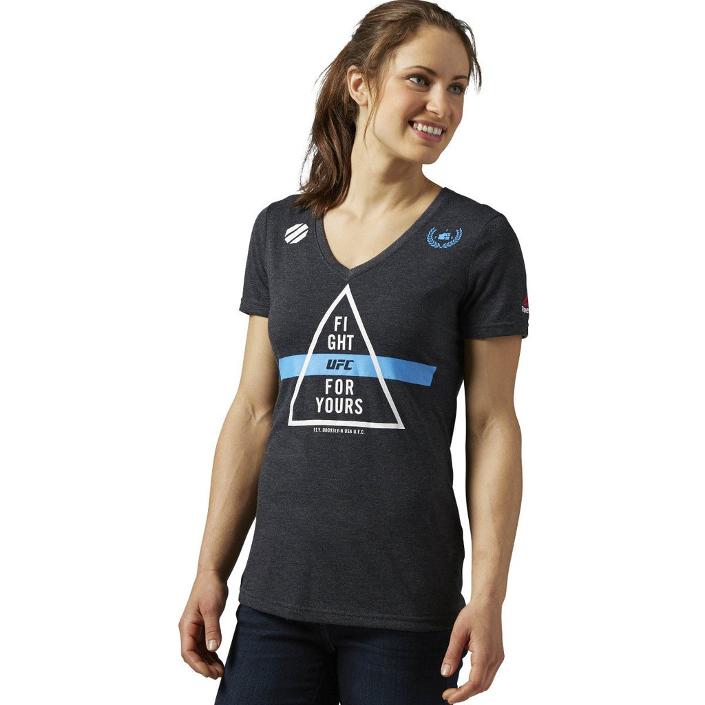 [AJ4407] Womens Reebok UFC UFAN Tri-blend V-Neck Tee