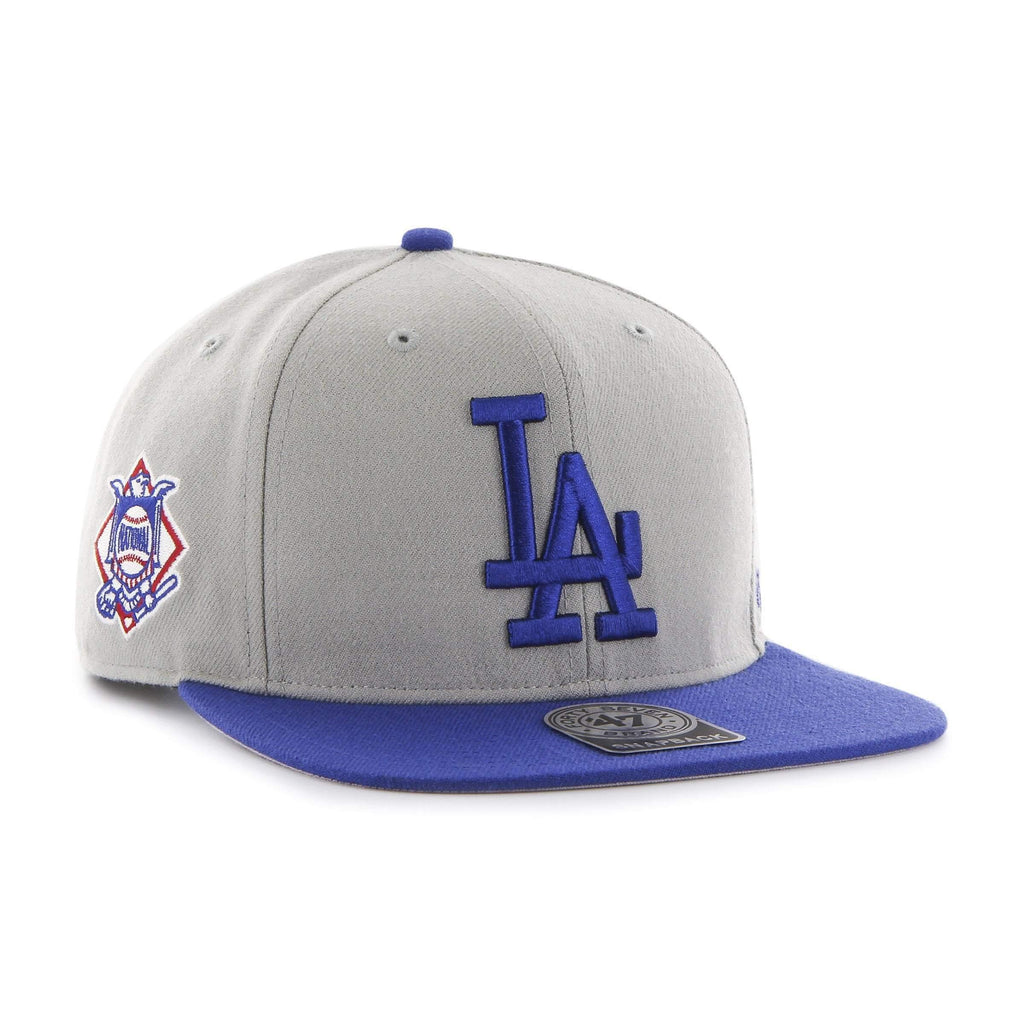 Mens 47 Brand LA Dodgers Captain Snapback - Grey/Blue Brim - sneakAR