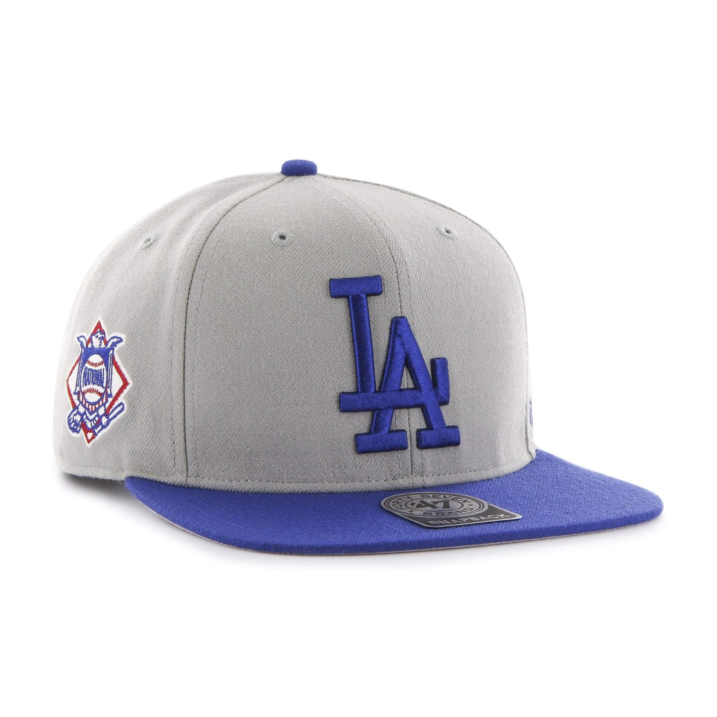 Mens 47 Brand LA Dodgers Captain Snapback - Grey/Blue Brim - sneakAR