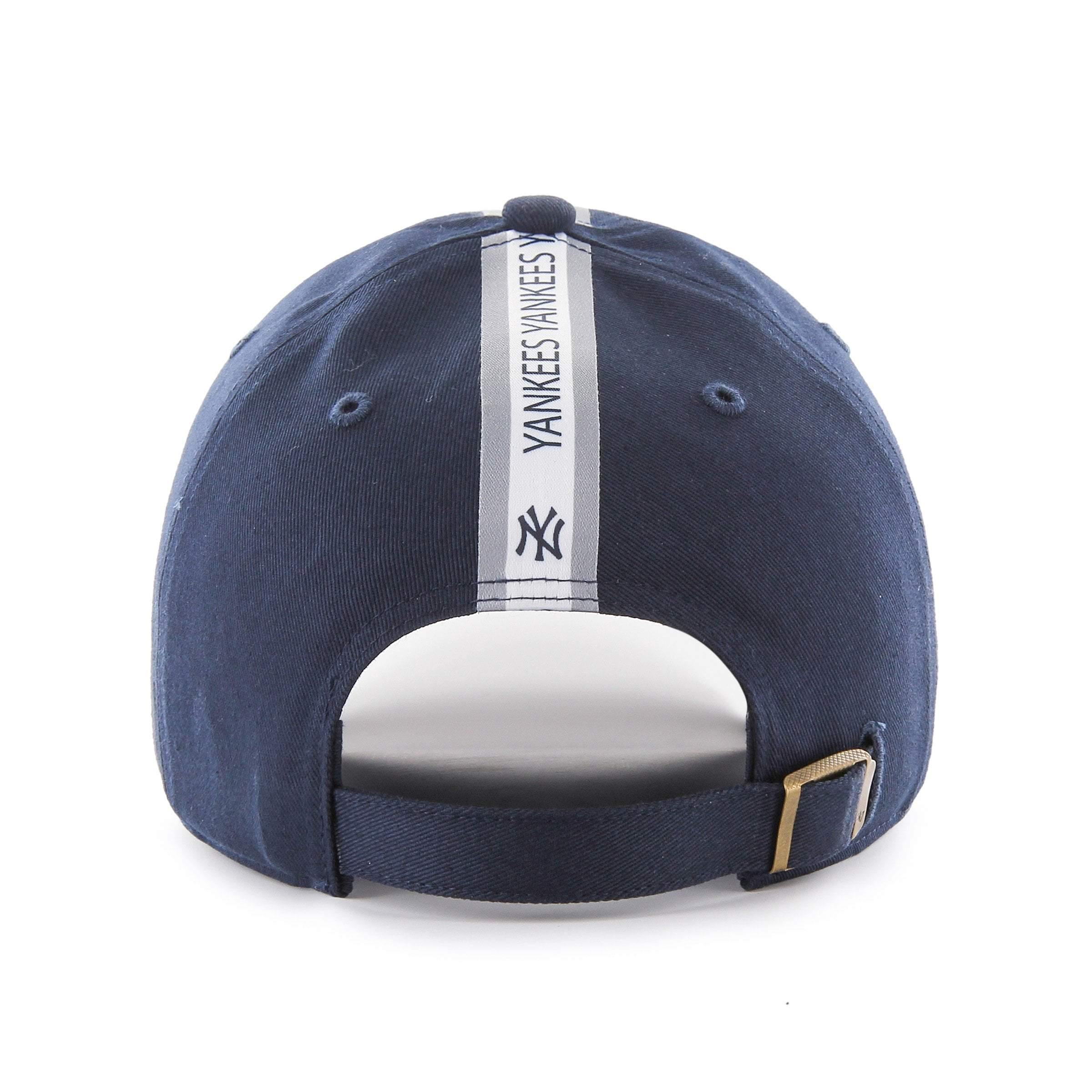 Mens 47 Brand NY Yankees Triple Stripe Clean Up Strapback - Navy/Grey/White - sneakAR