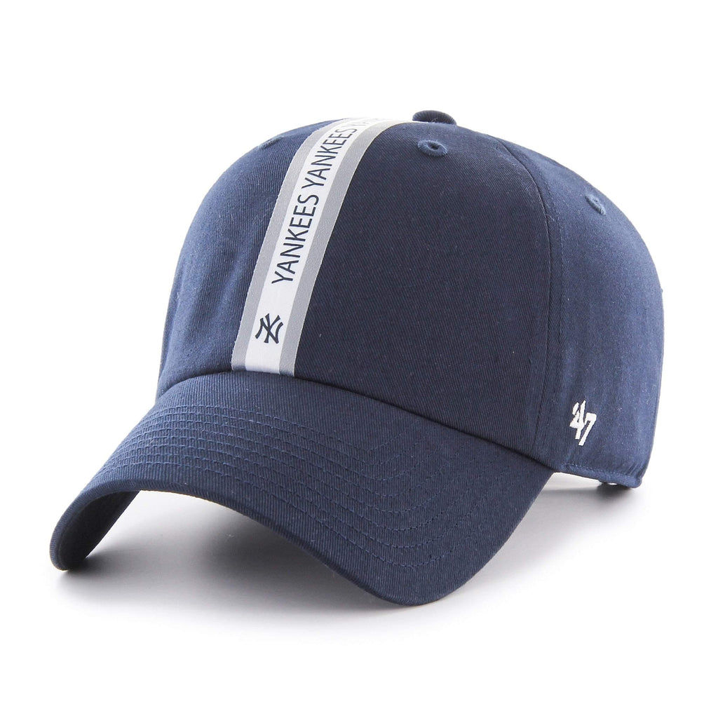 Mens 47 Brand NY Yankees Triple Stripe Clean Up Strapback - Navy/Grey/White - sneakAR