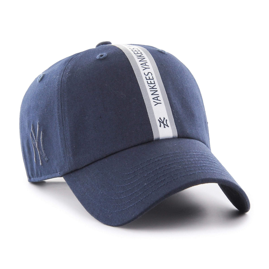 Mens 47 Brand NY Yankees Triple Stripe Clean Up Strapback - Navy/Grey/White - sneakAR