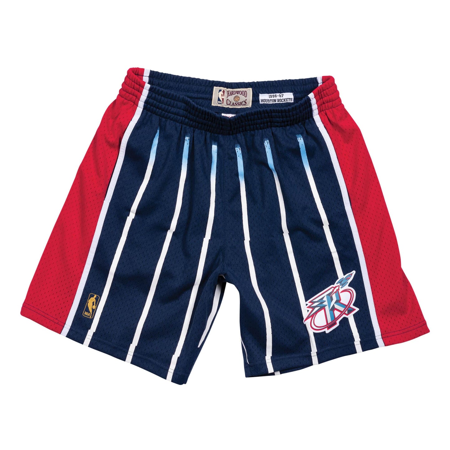 [SMSHGS18234-HRONAVY96] Mens Mitchell & Ness NBA Swingman Road Shorts Houston Rockets 96-97