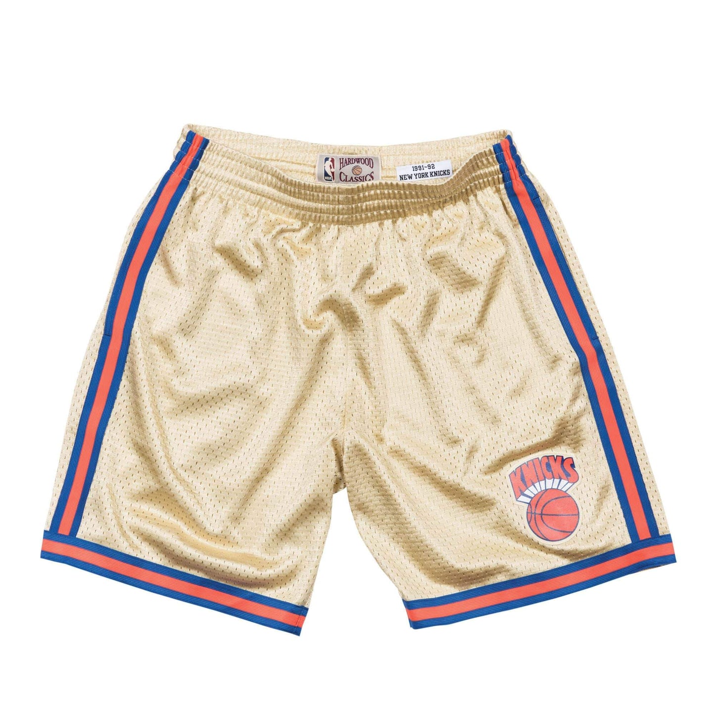 [BA395P-NYK-D-L3Z] Mens Mitchell & Ness NBA Gold Swingman Shorts New York Knicks