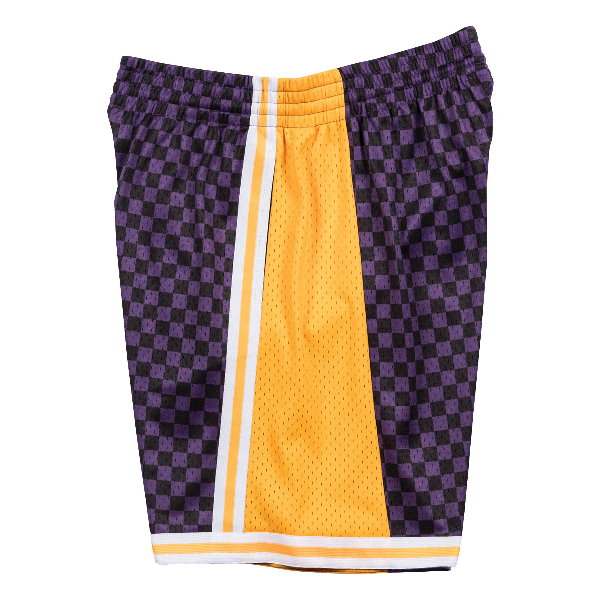 Mens Mitchell & Ness NBA Checked Swingman Shorts LA Lakers Purple