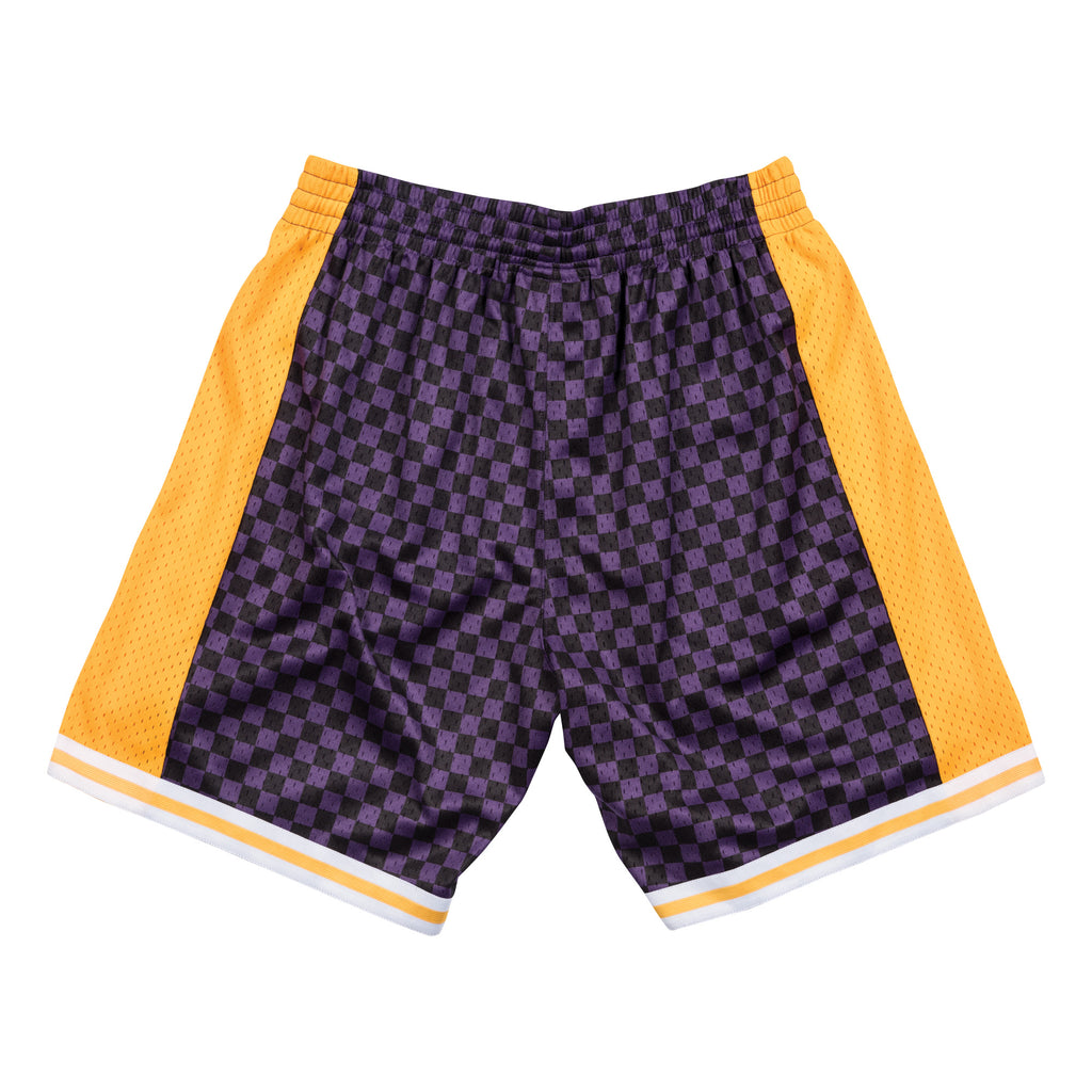 Mens Mitchell & Ness NBA Checked Swingman Shorts LA Lakers Purple