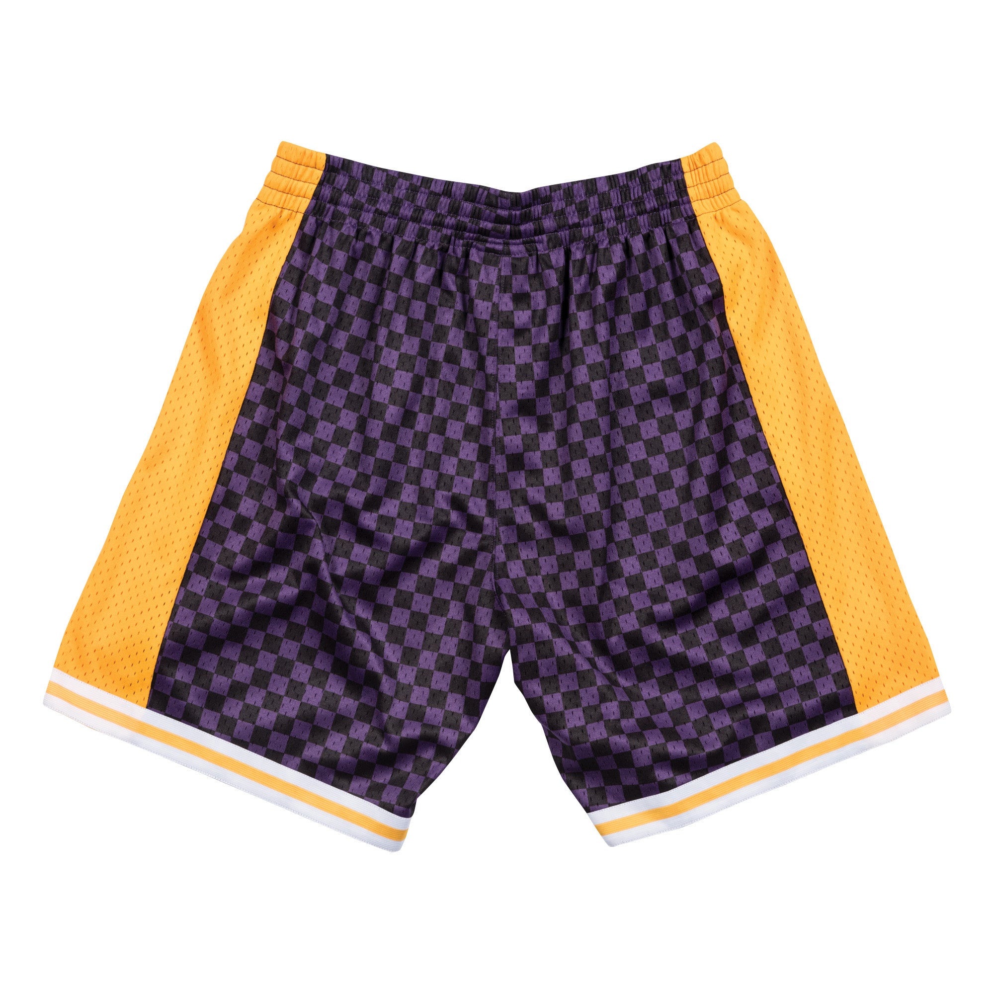 Mens Mitchell & Ness NBA Checked Swingman Shorts LA Lakers Purple