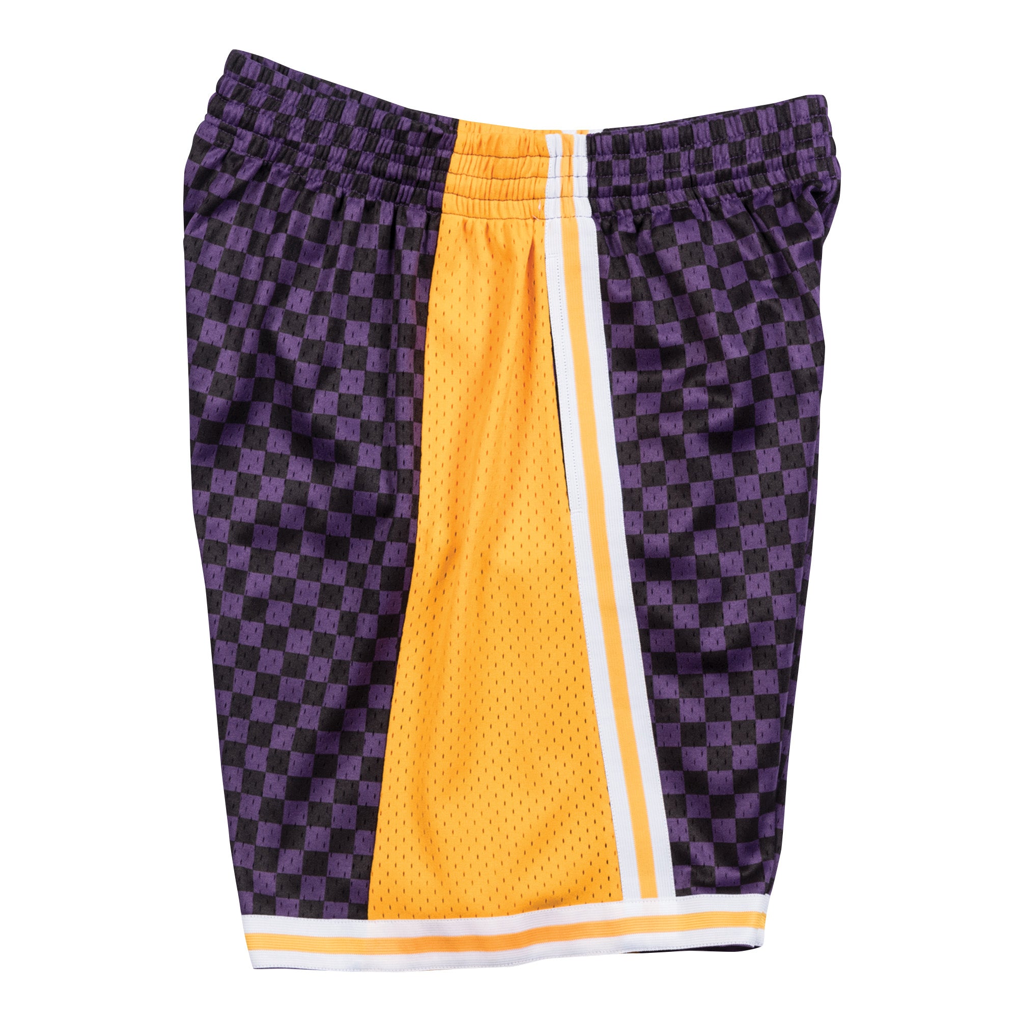 Mens Mitchell & Ness NBA Checked Swingman Shorts LA Lakers Purple