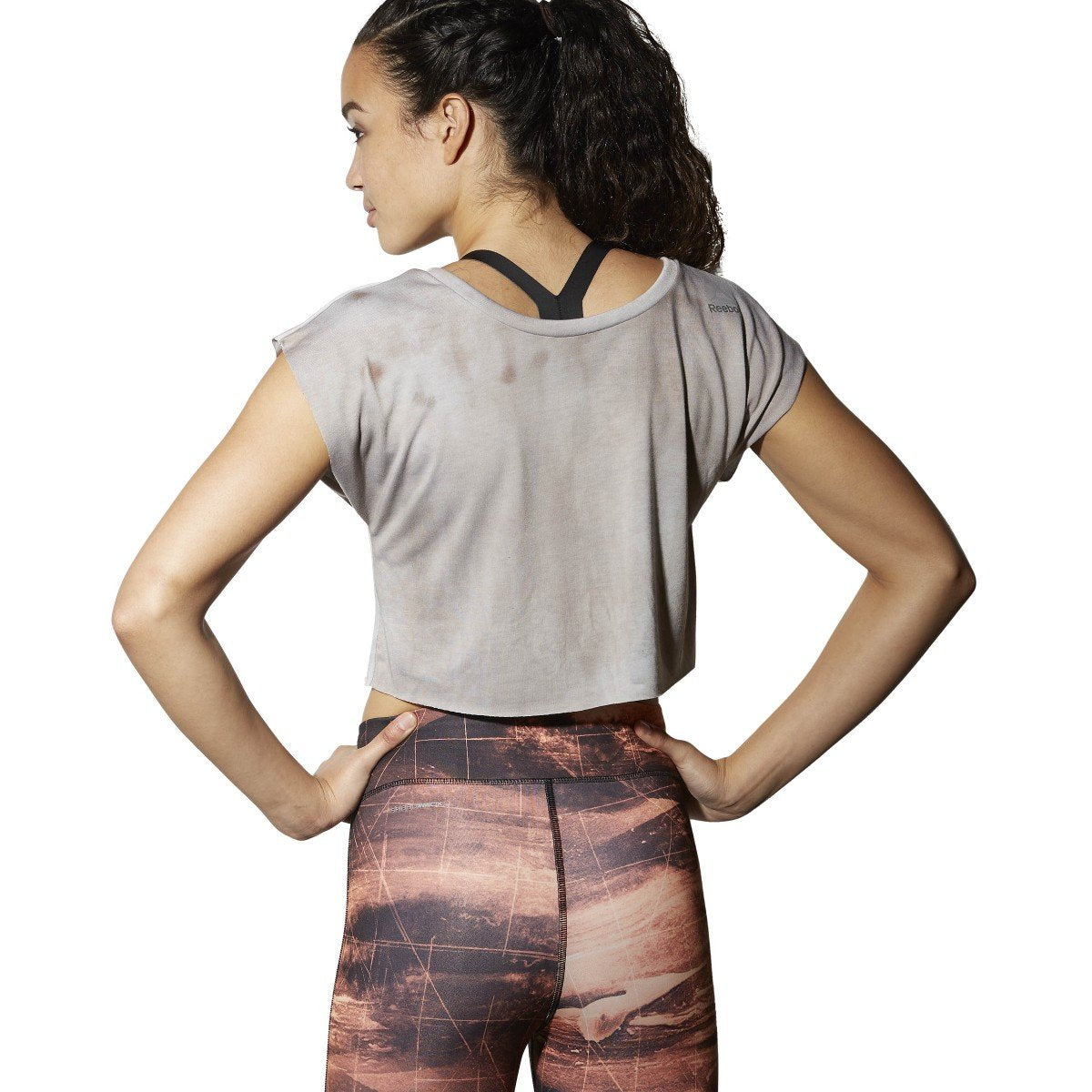 [BR2165] Womens Reebok Combat Spray Dye Crop Tee