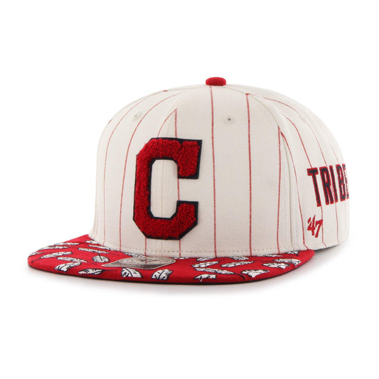 Mens 47 Brand Cleveland Indians Captain Snapback - White/Red - sneakAR