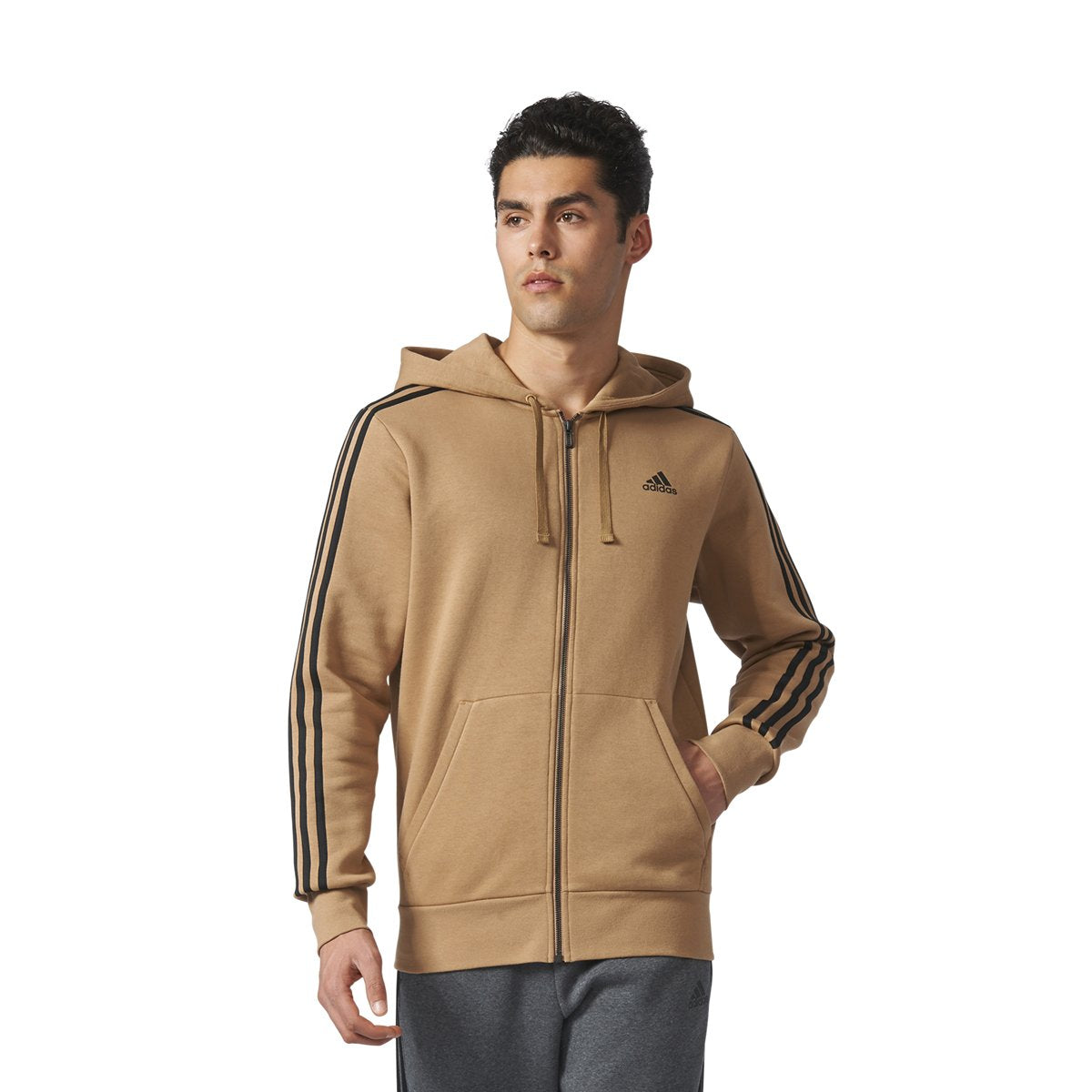 [CF5054] Essentials 3-Stripe Full Zip Fleece Hoodie