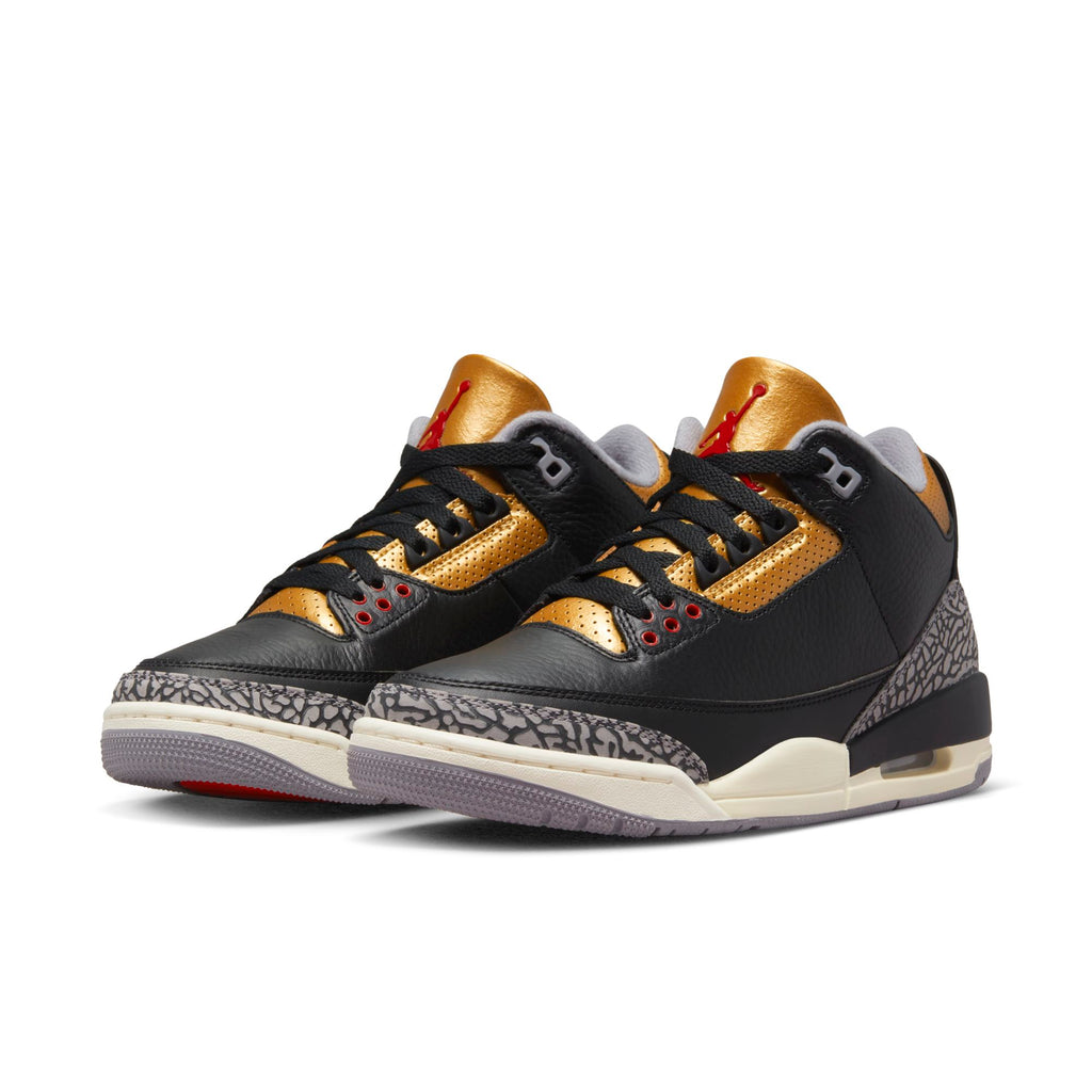 [CK9246-067] Womens Air Jordan Retro 3 'Black Cement Gold'