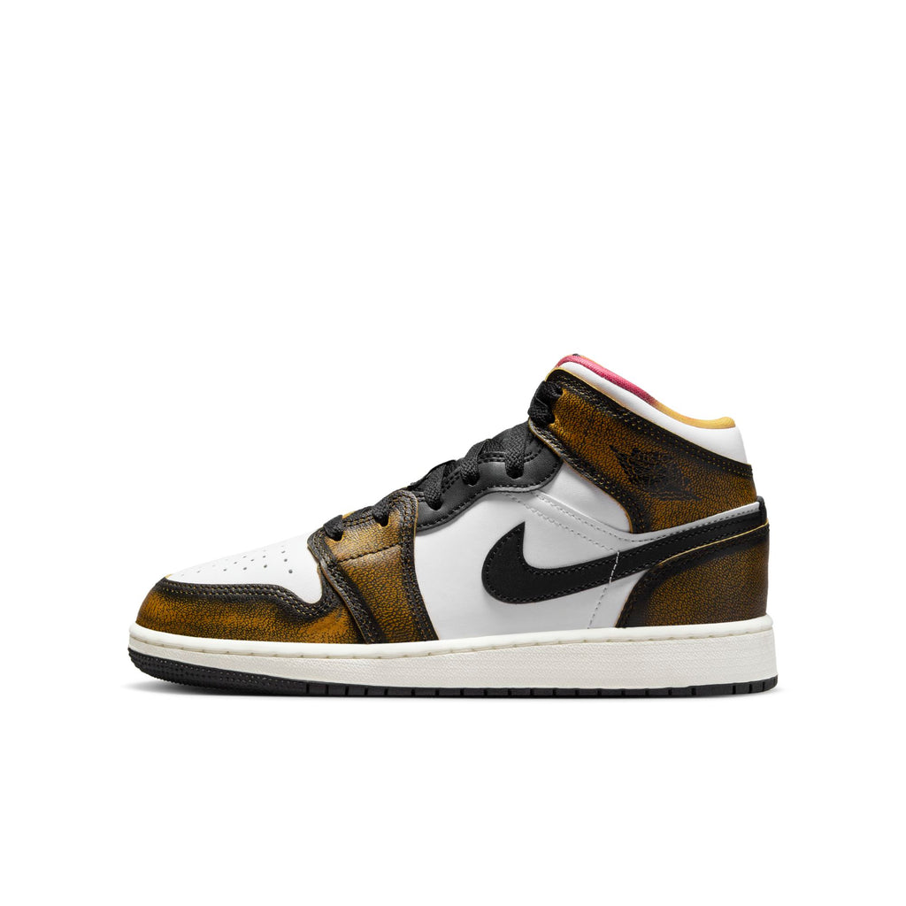 [DQ8418-071] Youth Air Jordan Retro 1 Mid SE 'Orange Wear Away (GS)