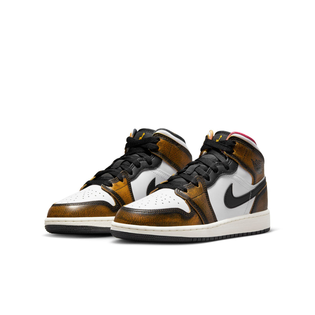 [DQ8418-071] Youth Air Jordan Retro 1 Mid SE 'Orange Wear Away (GS)