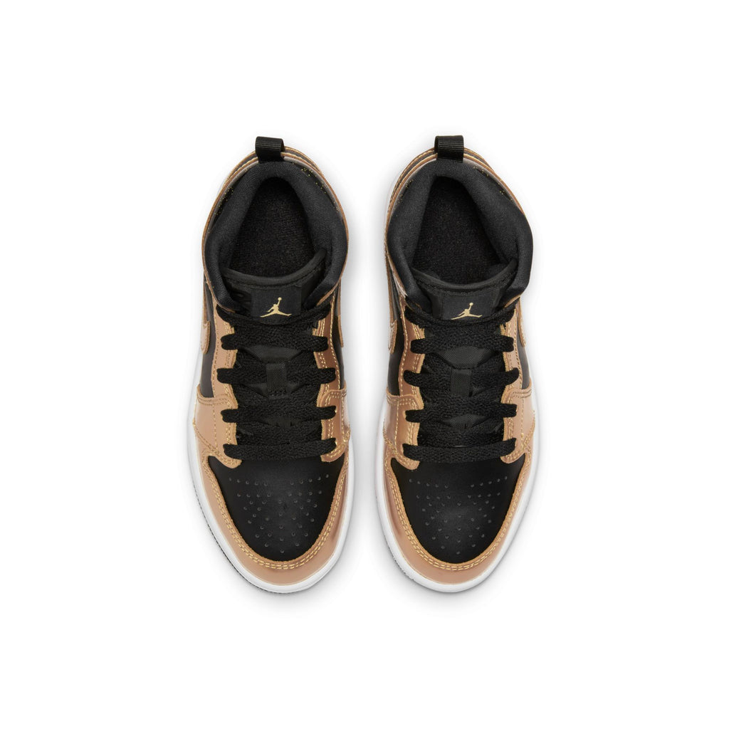 [DR6968-071] Preschool Air Jordan RETRO 1 MID SE (PS) 'Metallic Gold Black'