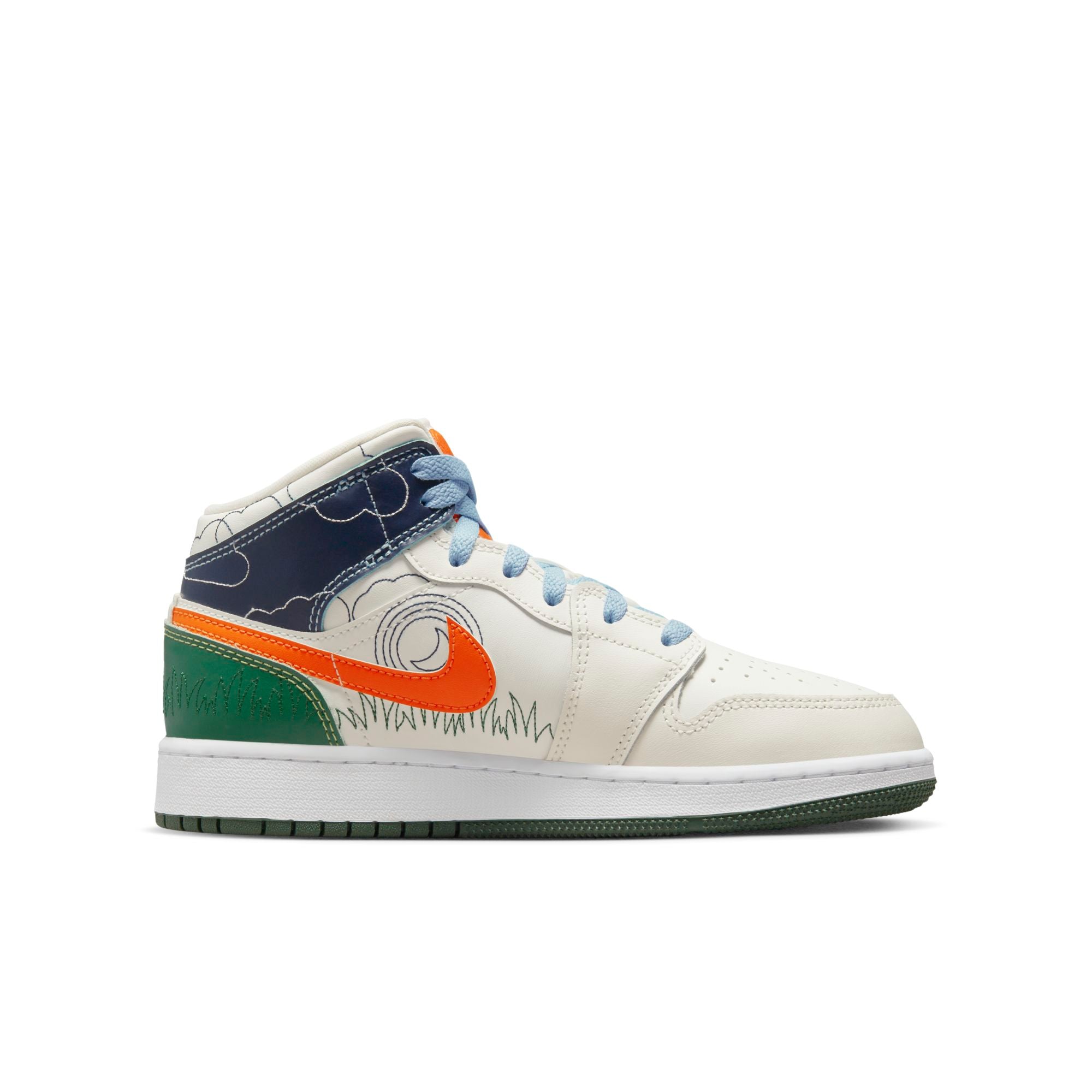 [DX2462-100] Grade School Air Jordan RETRO 1 MID SE 'STITCH (GS)'