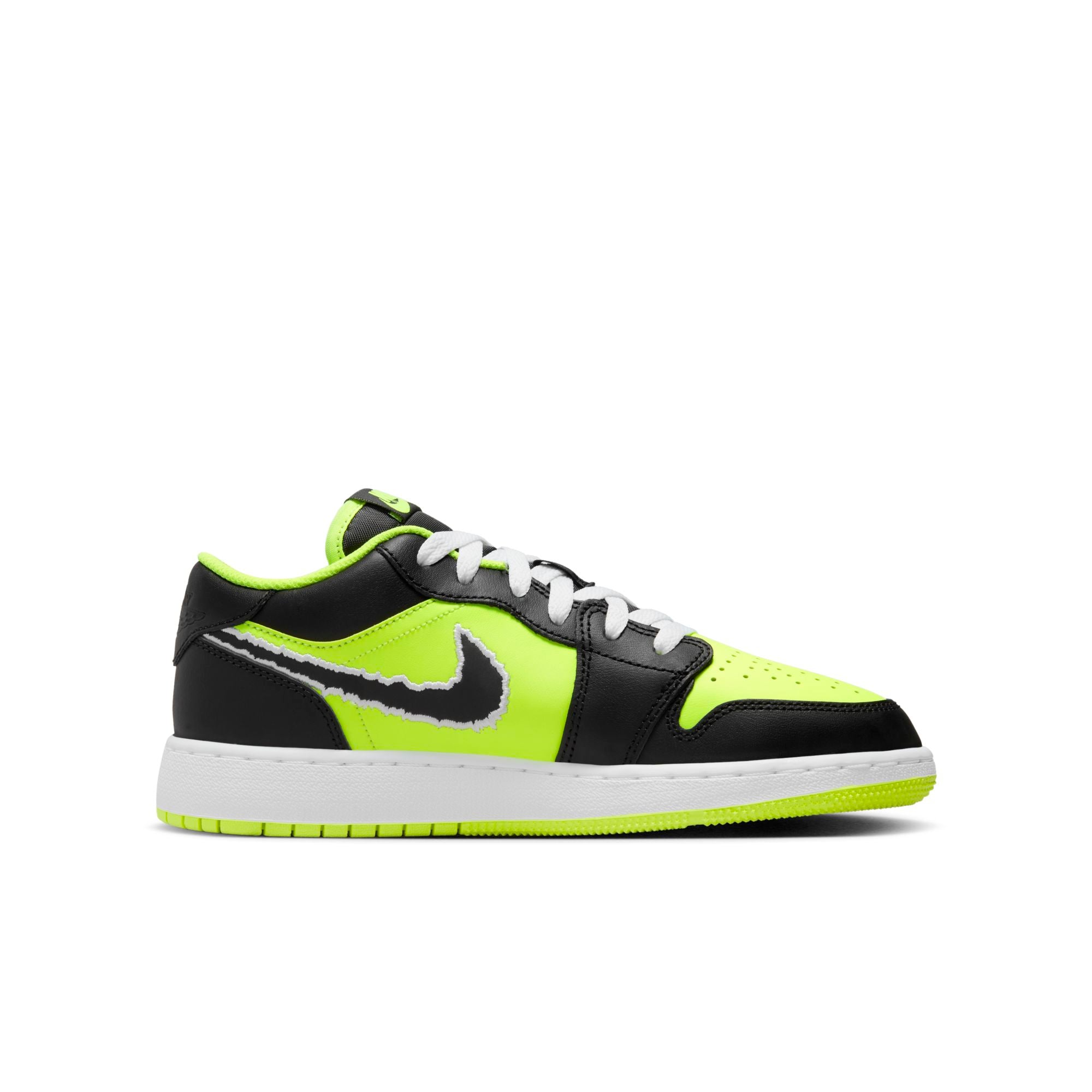 [DX6666-701] Grade School Air Jordan Retro 1 Low SE (GS) 'Black Cat Volt'