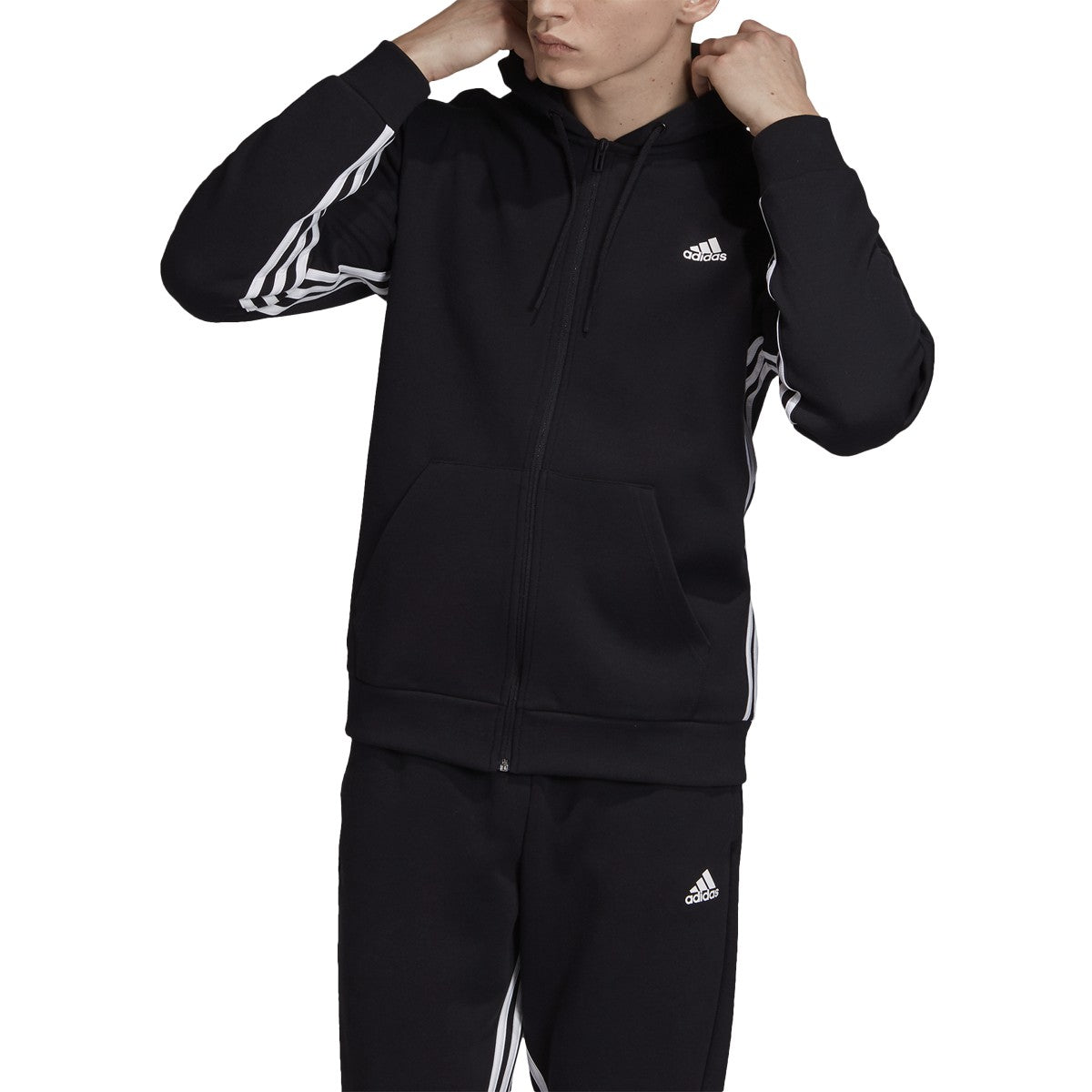 [DX7657] Mens Adidas Must Haves 3 Stripe Full Zip Hoodie