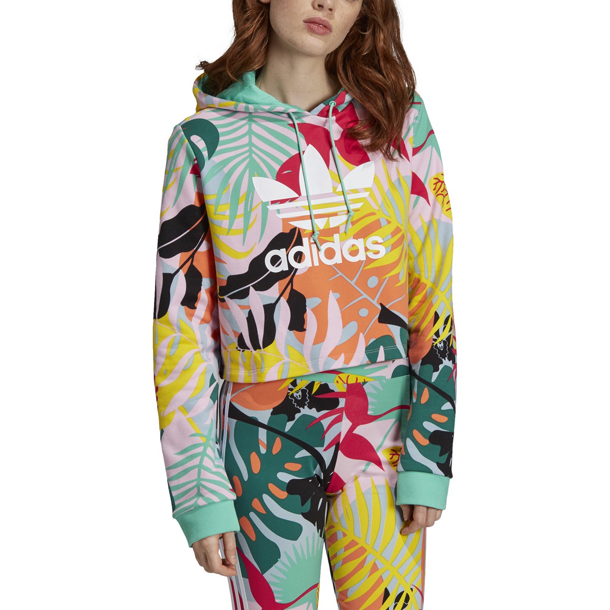 [FH7992] Womens Adidas Originals Tropicalage Cropped Hoodie