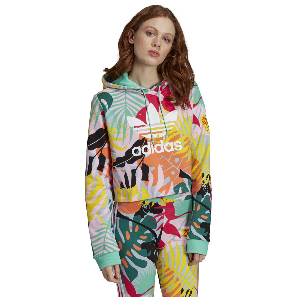 [FH7992] Womens Adidas Originals Tropicalage Cropped Hoodie