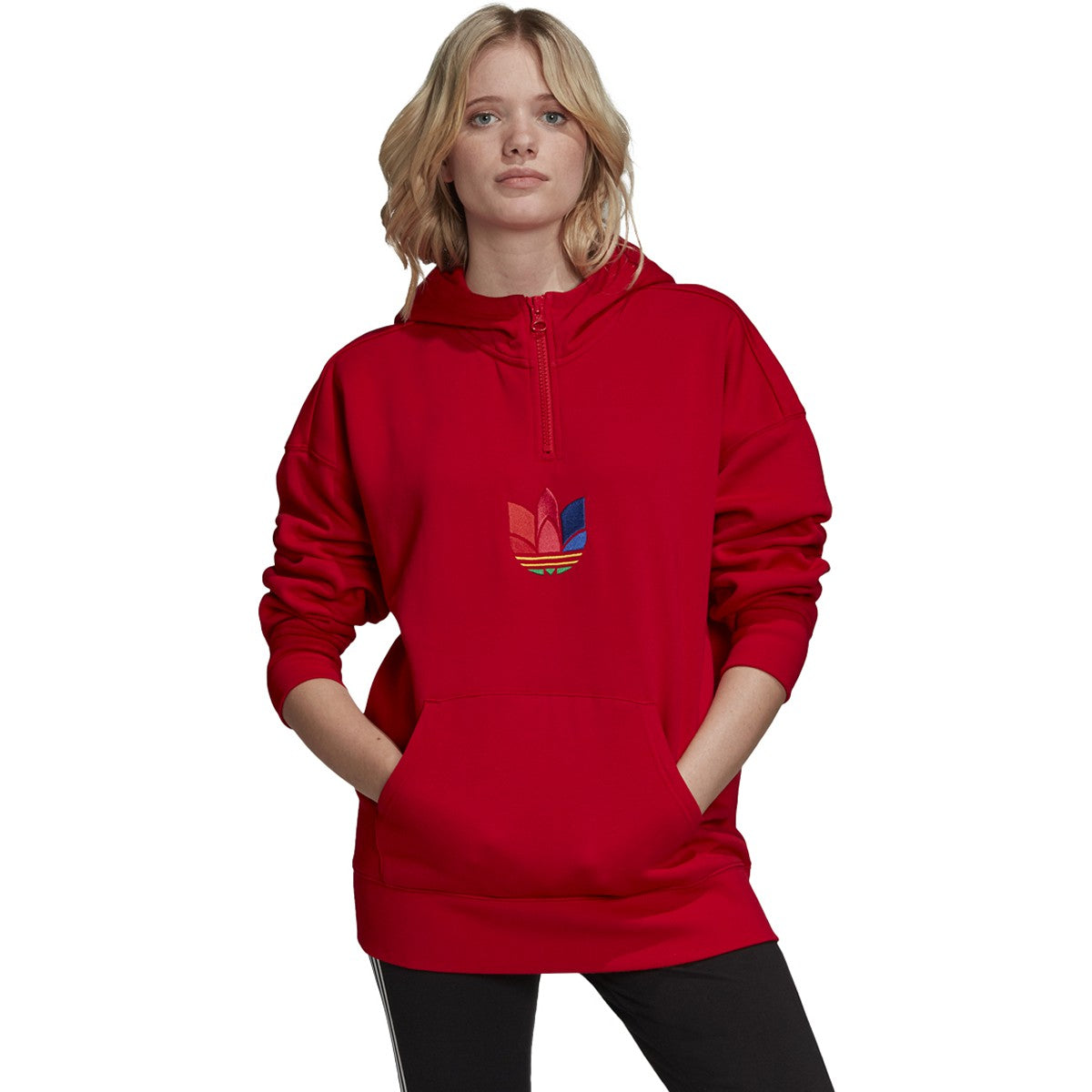 [GD2247] Womens Adidas Adicolor 3D Trefoil Half-Zip Hoodie