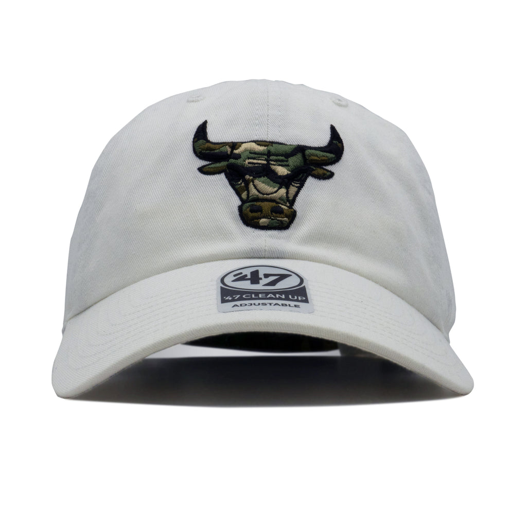 Mens 47 Brand Chicago Bulls Clean Up Strapback - White