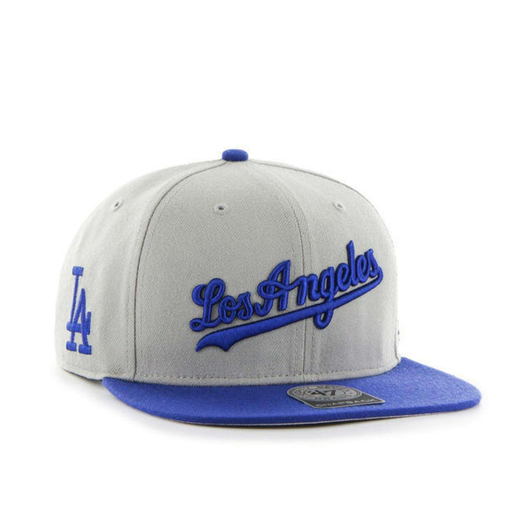 Mens 47 Brand LA Dodgers Sure Shot Captain Snapback - Grey/Royal Blue - sneakAR