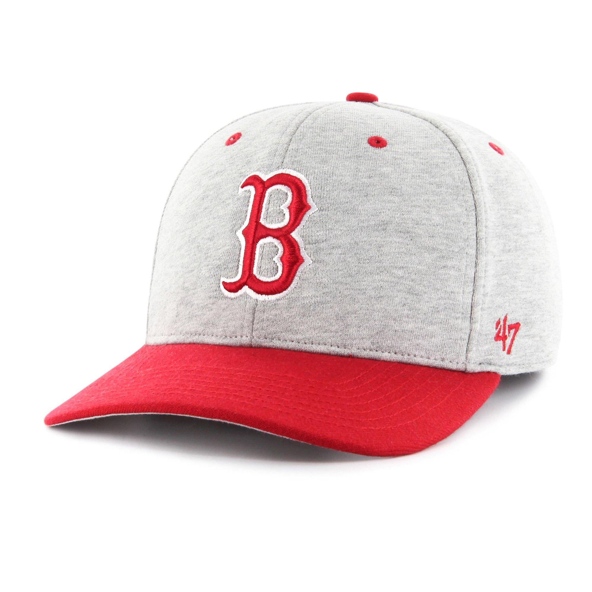Mens 47 Brand Boston Red Sox MVP Strapback - Grey Fleece/Red - sneakAR