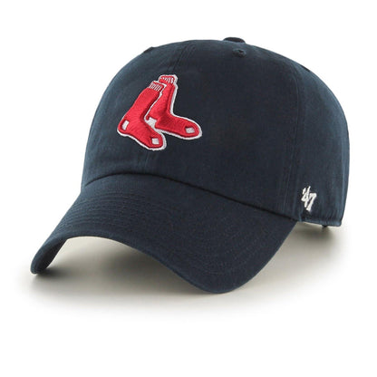 Mens 47 Brand Boston Red Sox Clean Up Strapback - Navy Blue - sneakAR