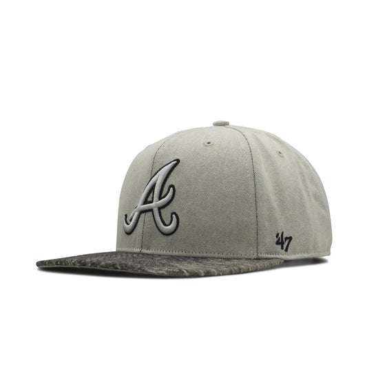 Mens 47 Brand Atlanta Braves Snakeskin Strapback - Grey