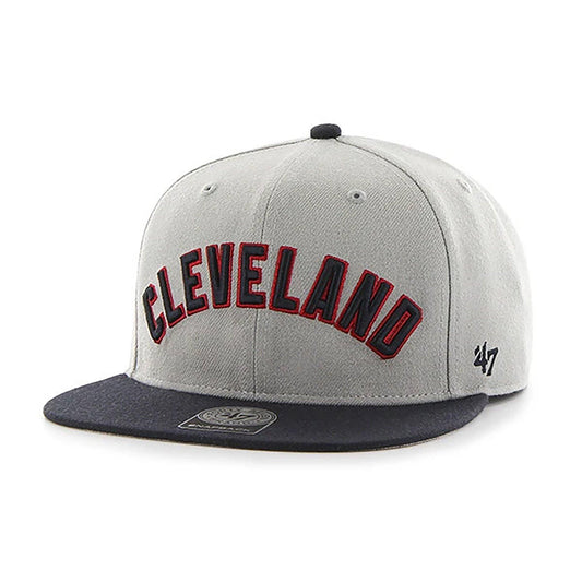 Mens 47 Brand Cleveland Indians Sure Shot Snapback - Grey/Black - sneakAR