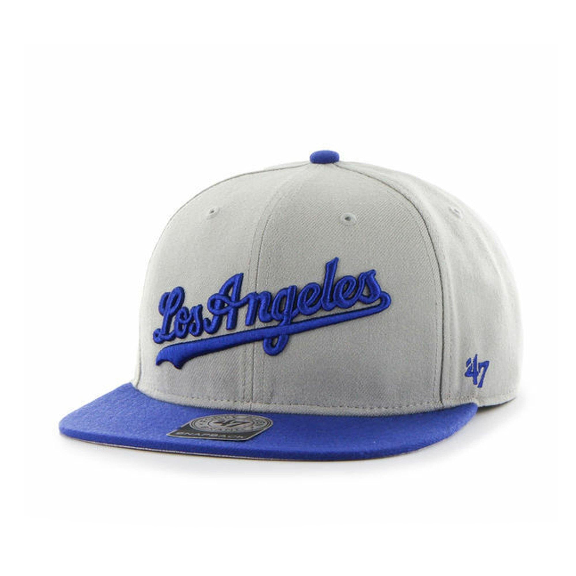 Mens 47 Brand LA Dodgers Sure Shot Captain Snapback - Grey/Royal Blue - sneakAR