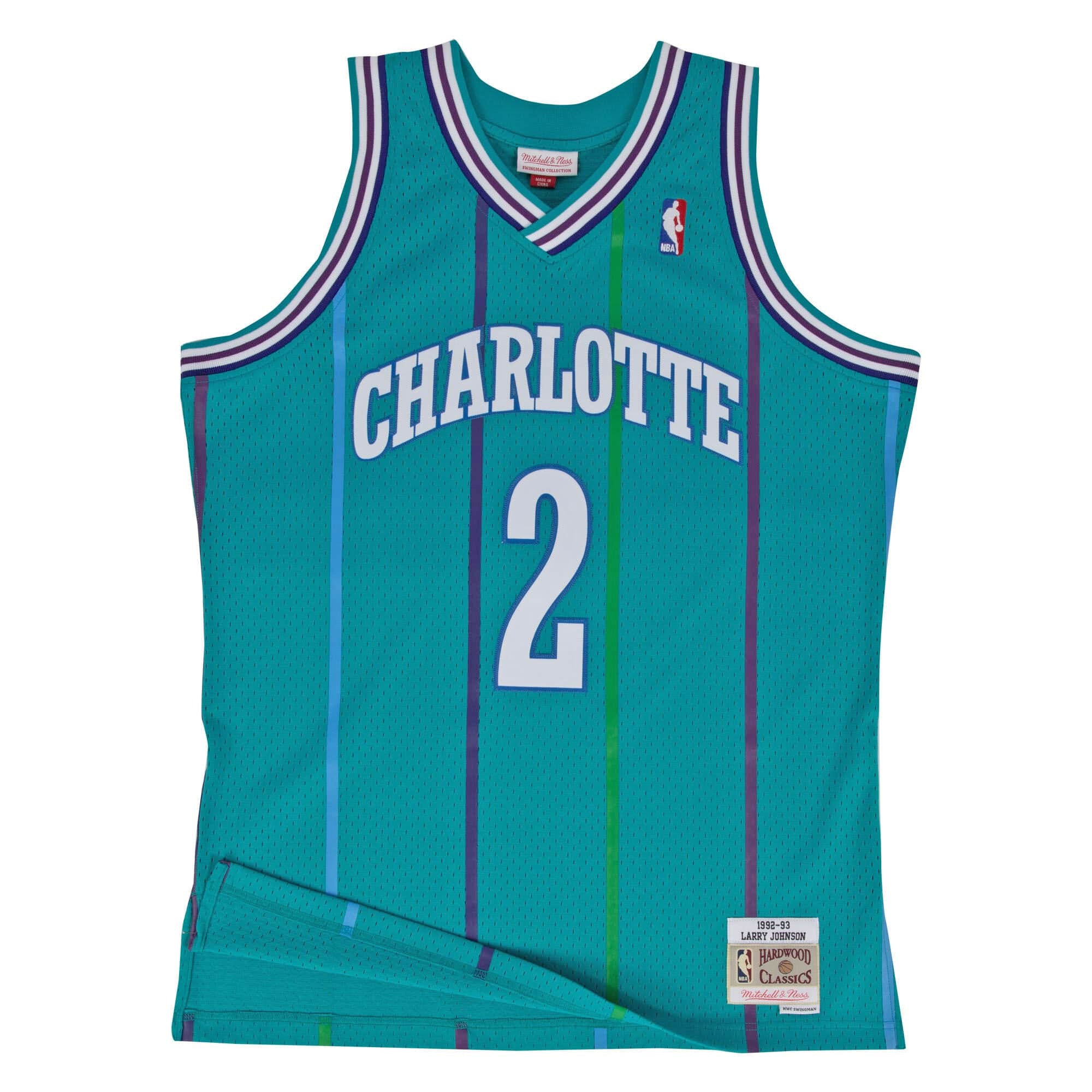 Mens Mitchell & Ness NBA Swingman Road Jersey Charlotte Hornets 92 Larry Johnson