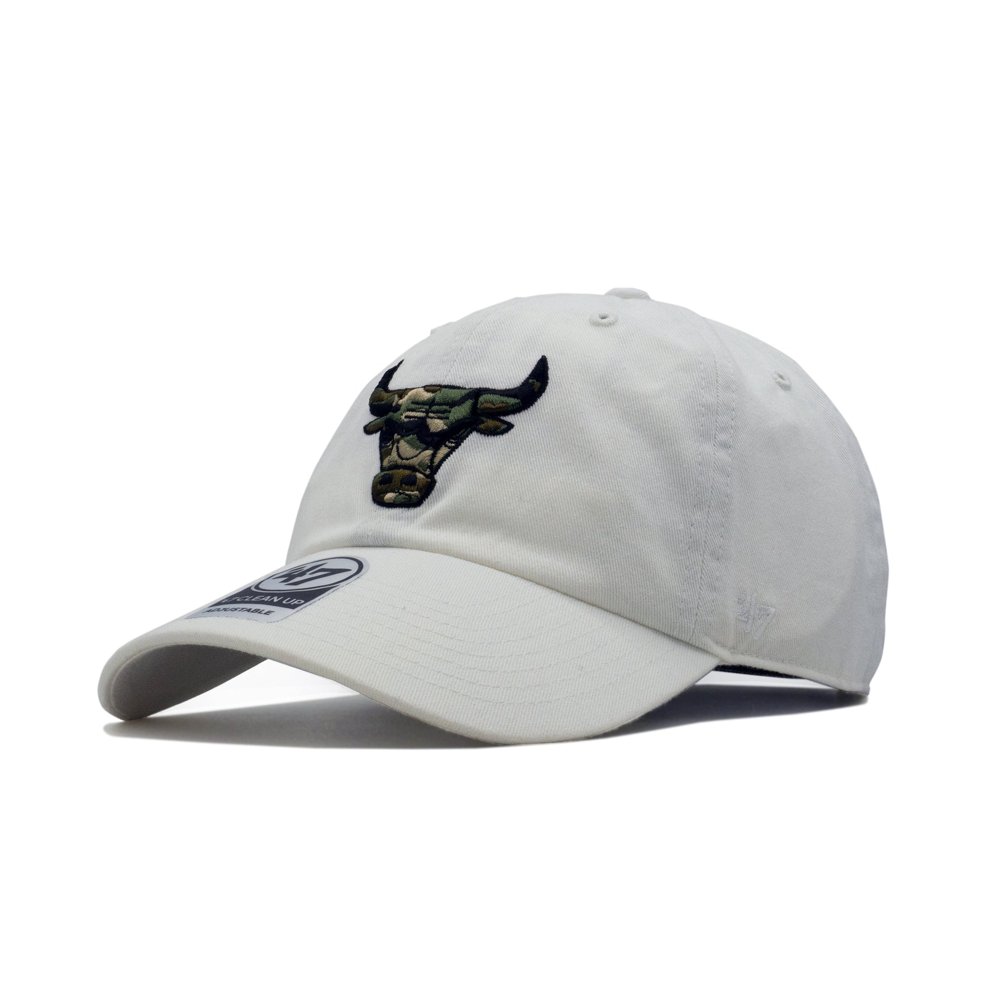 Mens 47 Brand Chicago Bulls Clean Up Strapback - White