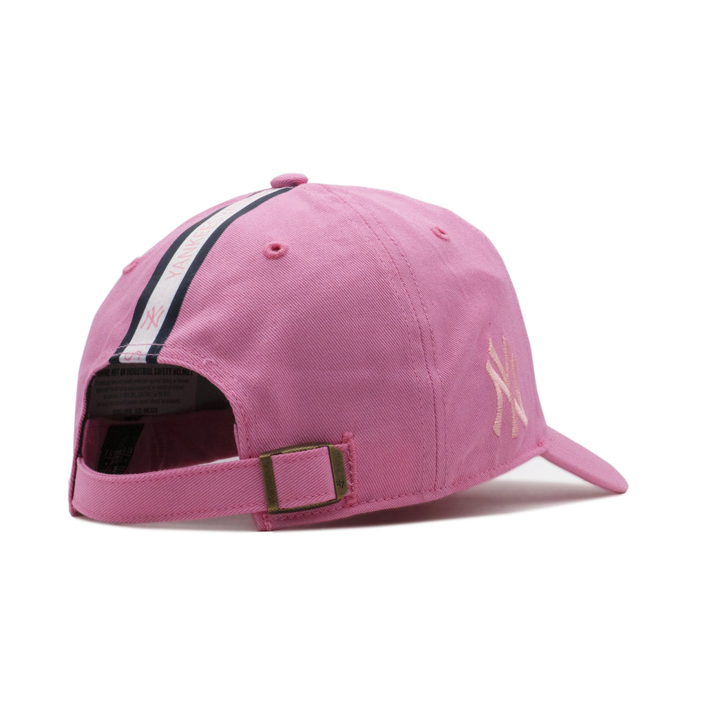 Mens 47 Brand NY Yankees Triple Stripe Clean Up Strapback - Pink