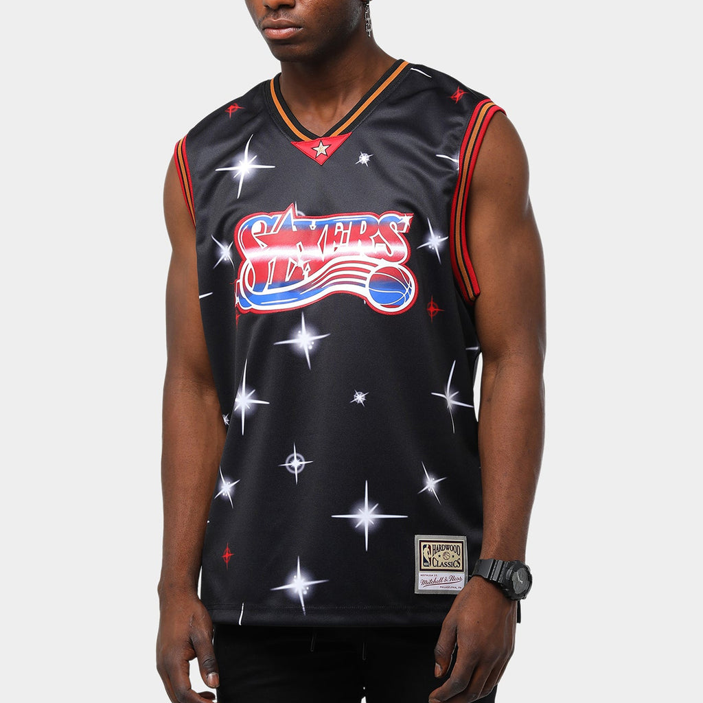 Mens Mitchell & Ness NBA Airbrush Knit Jersey Philadelphia 76ers