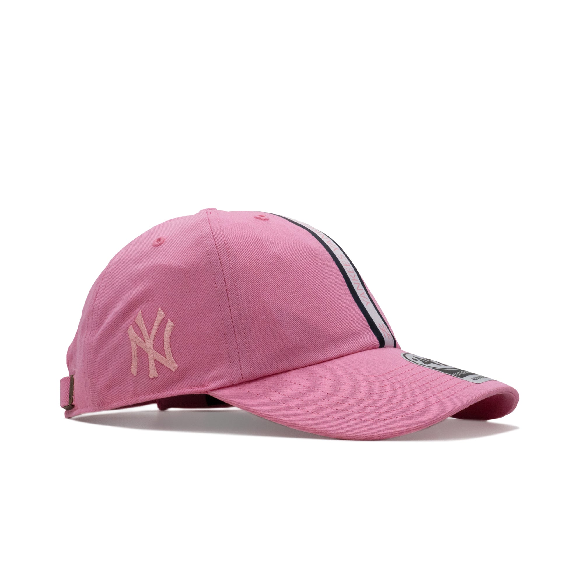 Mens 47 Brand NY Yankees Triple Stripe Clean Up Strapback - Pink