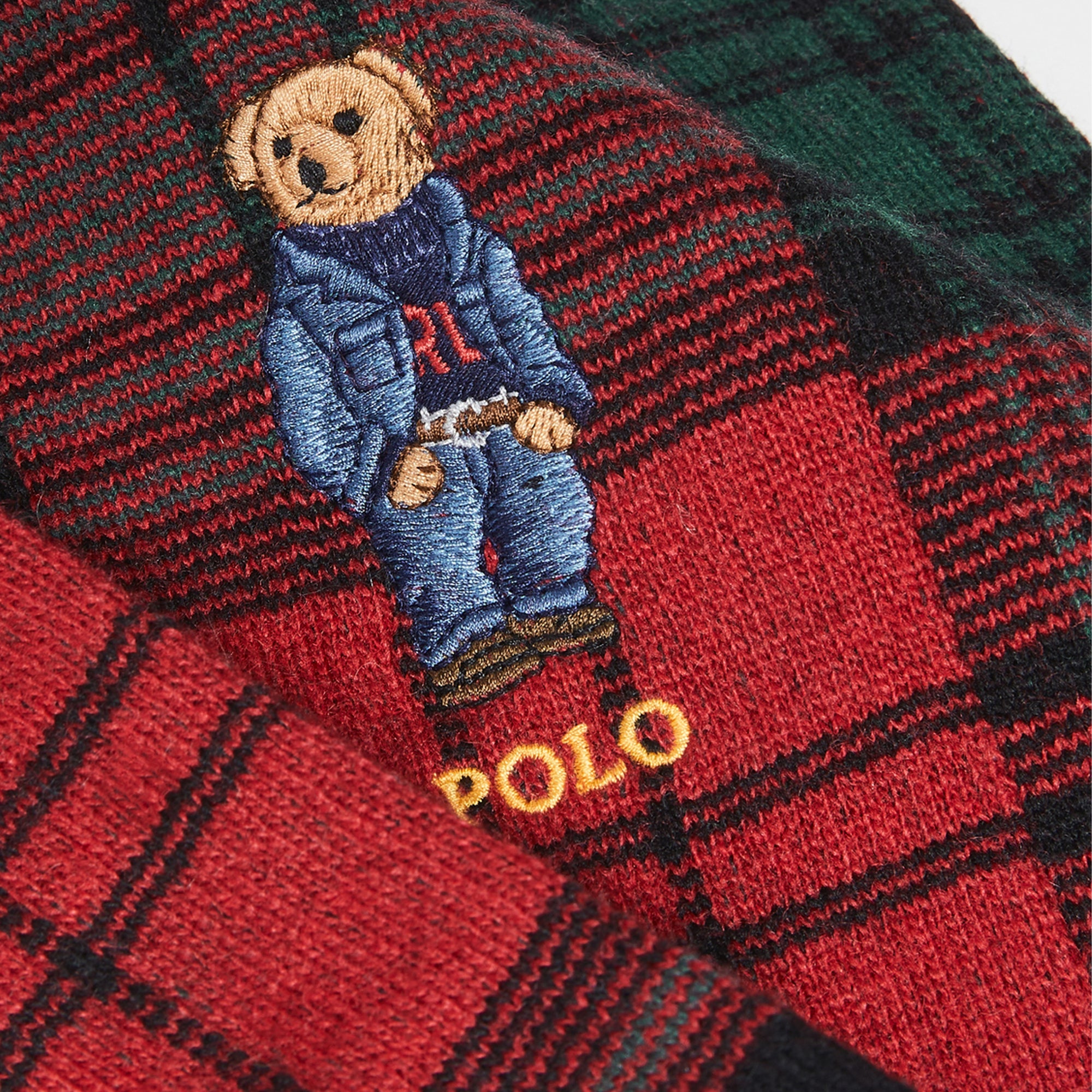 [PC0615-625] Mens Polo Ralph Lauren Plaid Bear Scarf
