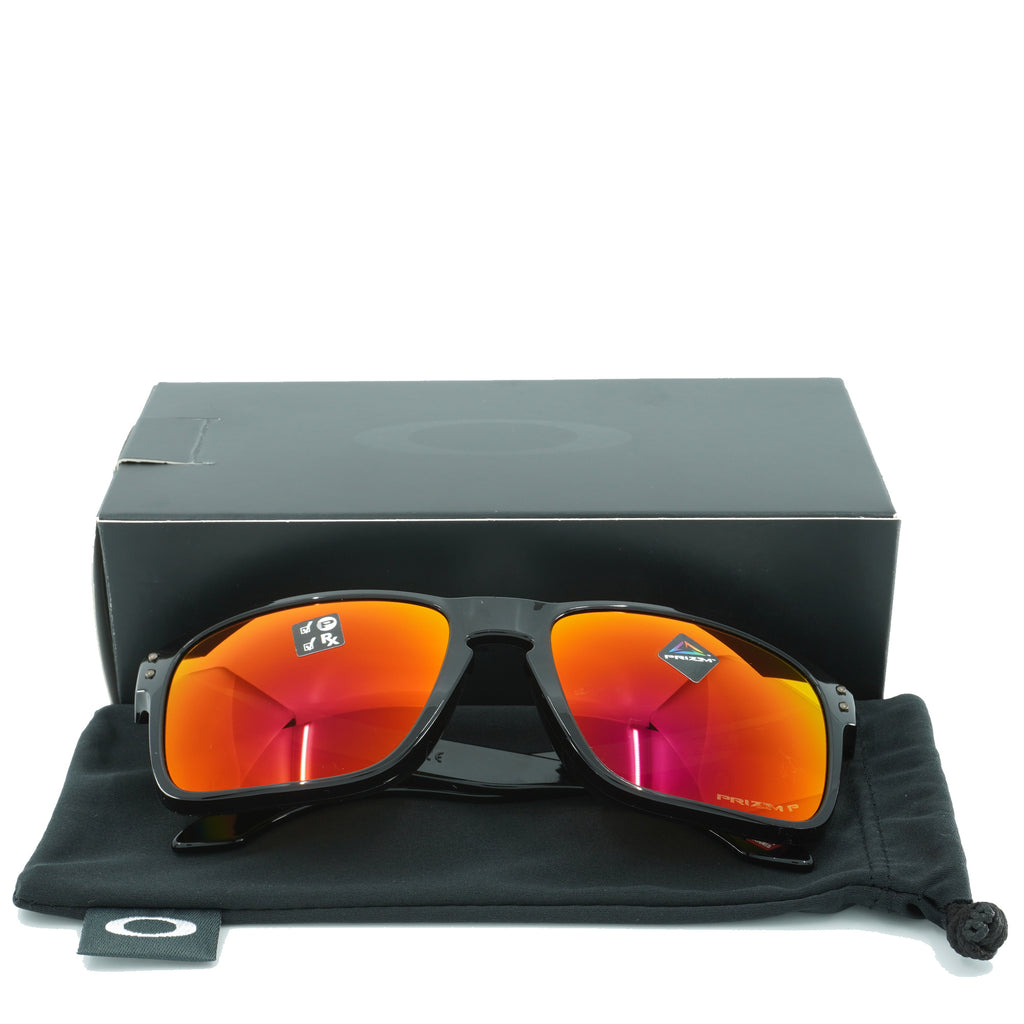 [OO9102-F1] Mens Oakley Holbrook Polarized Sunglasses -Polished Black/PRIZM Ruby