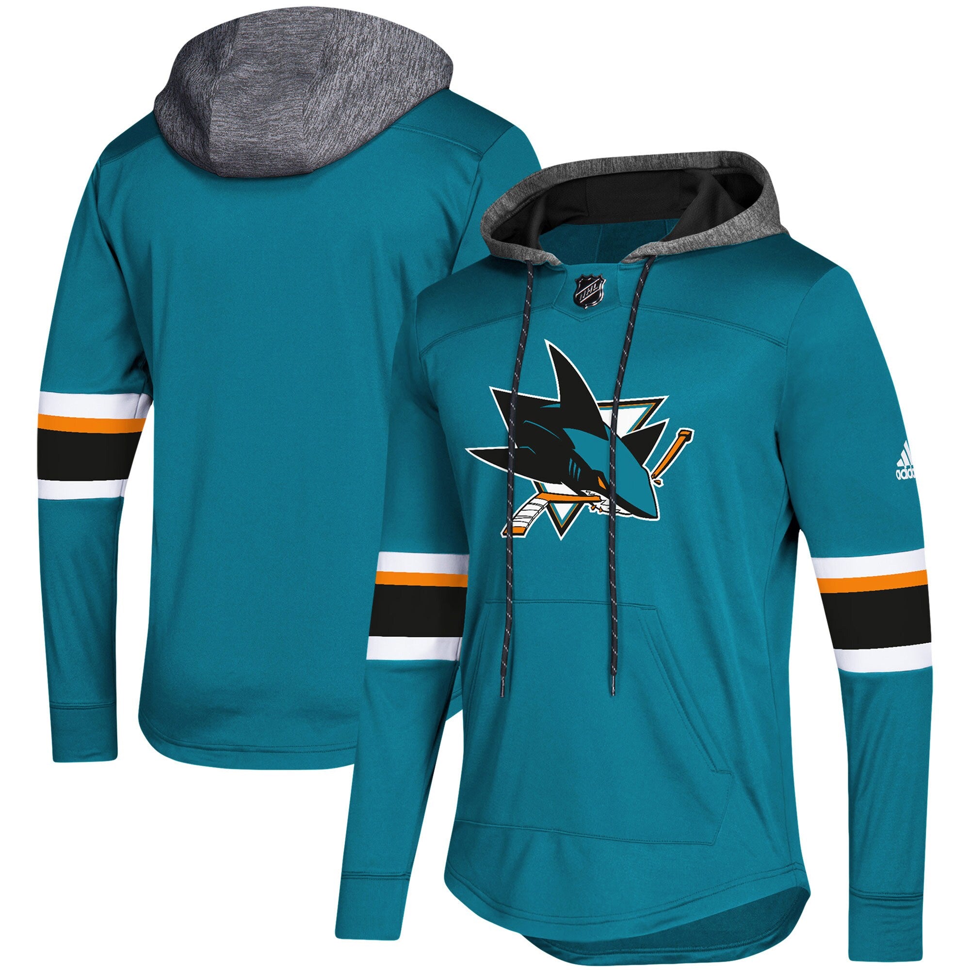 [DN2581] Mens Adidas NHL San Jose Sharks Platinum Jersey Hoodie