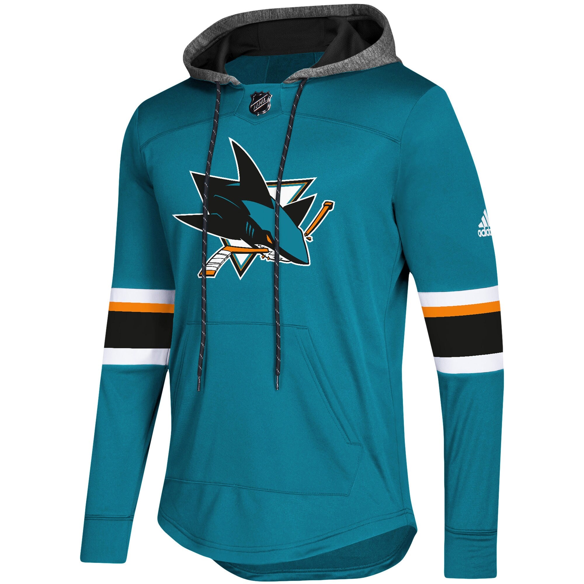 [DN2581] Mens Adidas NHL San Jose Sharks Platinum Jersey Hoodie