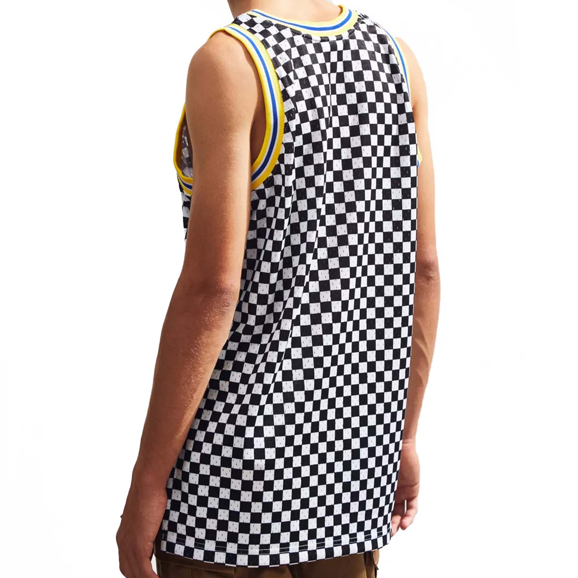 [BA8A45-GSW-W-MYO] Mens Mitchell & Ness NBA Golden State Warriors Checked Swingman Jersey