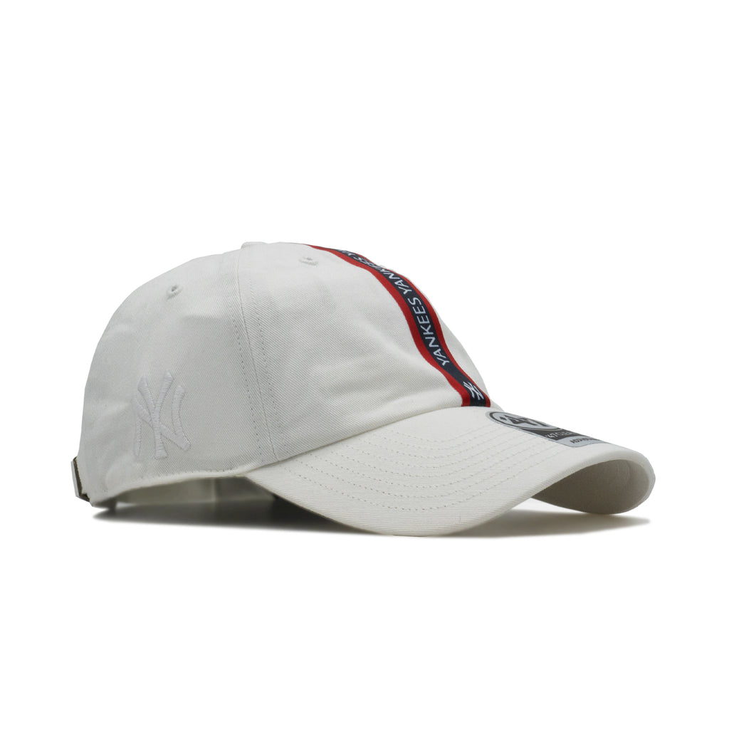 Mens 47 Brand NY Yankees Triple Stripe Clean Up Strapback - White/Navy/Red