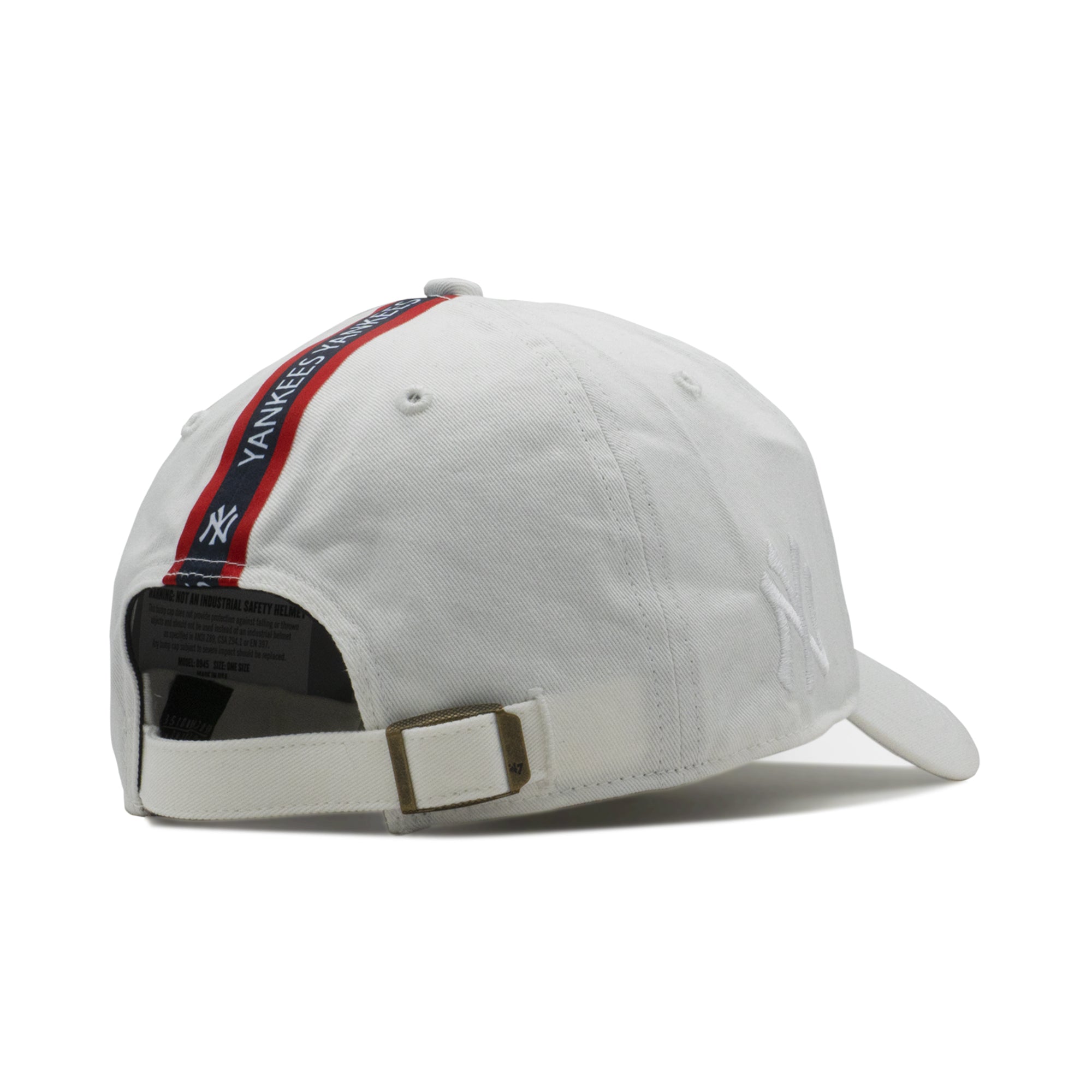 Mens 47 Brand NY Yankees Triple Stripe Clean Up Strapback - White/Navy/Red