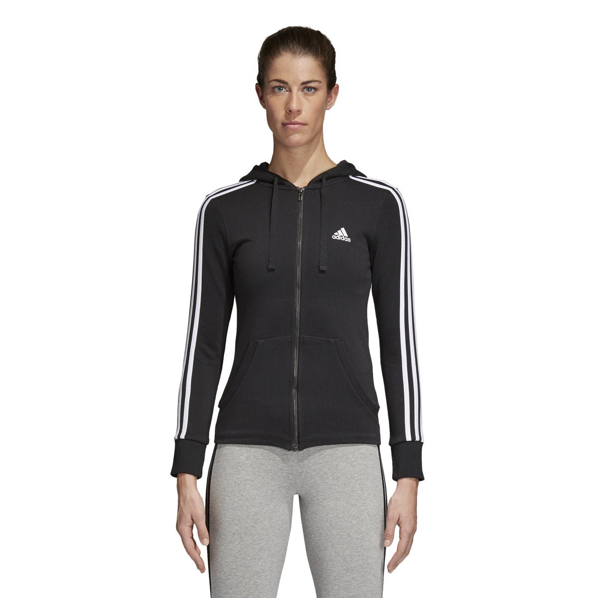 [S97065] Womens Essentials 3 Stripe Full Zip Hoodie