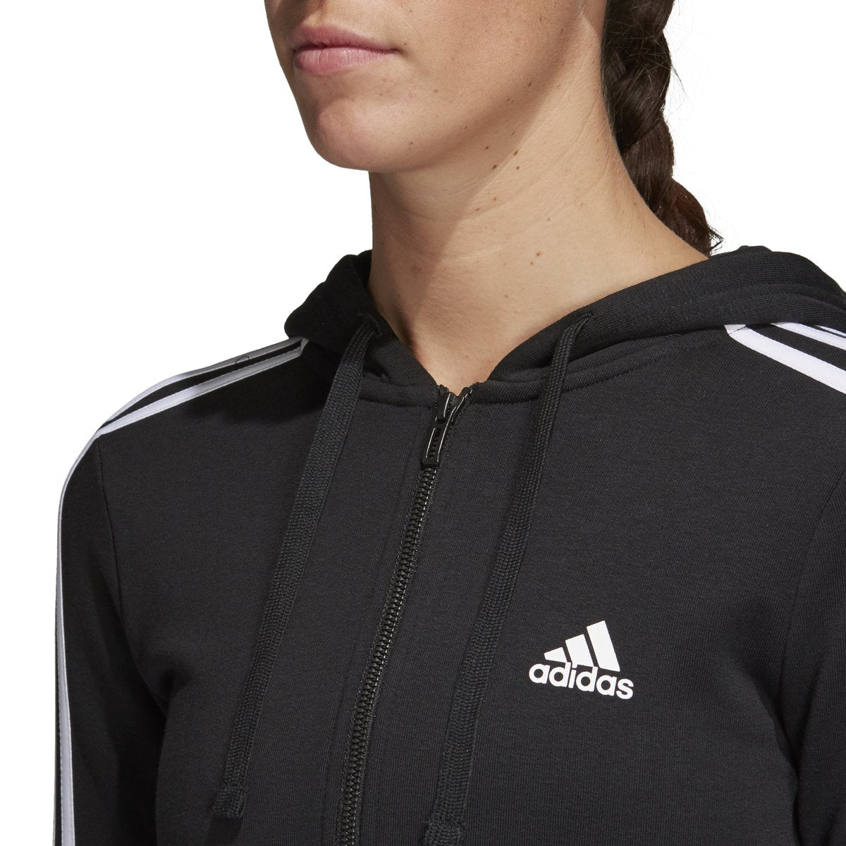 [S97065] Womens Essentials 3 Stripe Full Zip Hoodie