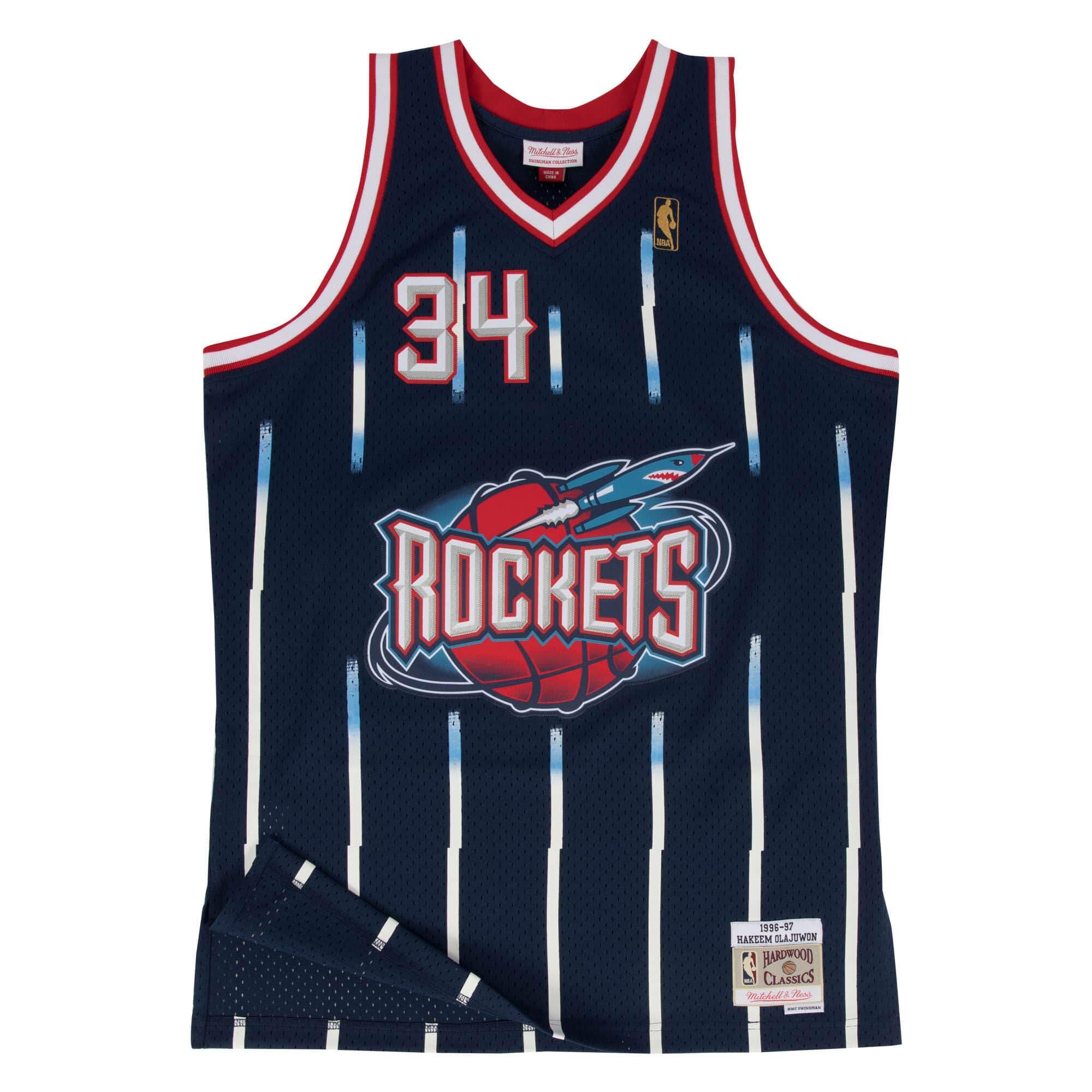 Mens Mitchell & Ness NBA Swingman Road Jersey Rockets 96 Hakeem Olajuwon